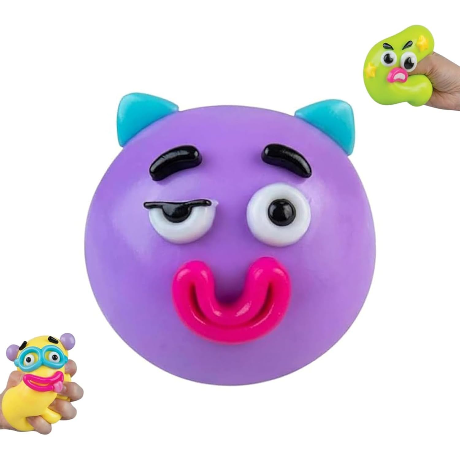 Smushers Squishy Fidget Toy,Curiosities Smushers Dog Face Swap Squishy, Soft Moldable Cute Slow Rise Relaxing Sensory Fidget Relief, Interchangeable Faces Fun Desk Accessory for Adults (Purple)