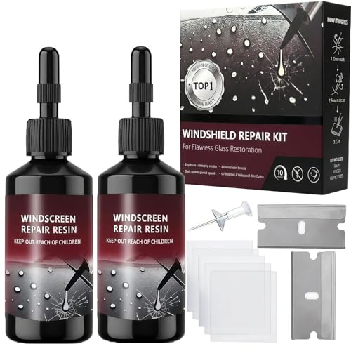 HIHBI Windshield Repair Kit, 2026 Latest Car Windshield Crack Repair Kit, 5Min Quick-Repair, 2 Bottles Nano Glass Repair Liquid,Fix Bullseye & Star Cracks. All Crack Types Windshield Repair Kit.