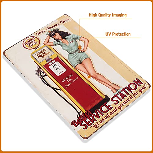 Dingleiever-Bettie's Service Station Pin Up Girl Sign Let Us Oil And Grease It For You. We're Always Open! #TOP1