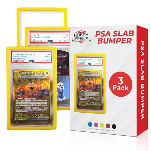 Hobby Defense PSA Slab Bumper - 3 Pack, Easy On and Off TPU Slab Protector, Fits Standard Case Only, Stylish PSA Bumper Guard Card Protector, Easy Grip and Edge Protection (Yellow)