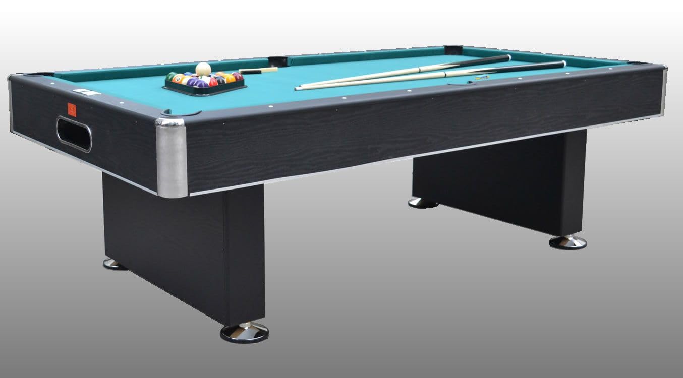 Biliardo ZEUS - Regolamentare 245x135 cm con Panno Speedball, Ritorno Automatico delle Biglie e Piedini Regolabili, Nero Venato con Finiture in Argento - Scegli Panno Verde Rosso Blu Nero
