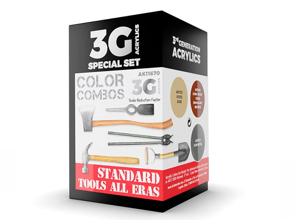 Ak Interactive Brown Ak Acrylics 3Gen Avf Set Ak11670 Standard Tools All Eras Combo 3G (3X17ml)
