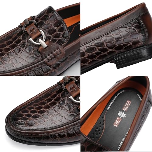 Image of Premium Dress Shoes for Men, Classic Alligator Printed Business Leather Dress Slip on Loafer Shoes for Mens