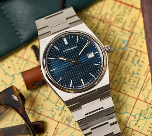 Image of AMERICANVIBER, Stainless Steel Date Display Mens Wrist Analogue Watch, Dial-Color:Multicolour, Band Color:Silver