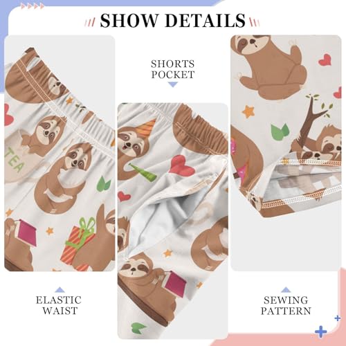 ZZXXB Lovely Sloth Star Boys Long Pants Soft Trousers Elastic Waist Kids Lounge Bottoms with Pockets S-XL4