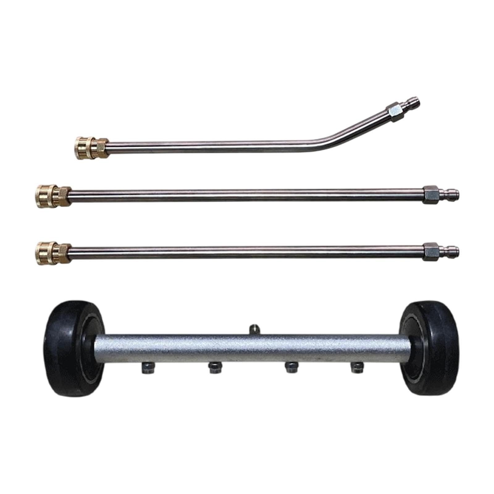 Limpiador de Chasis Lavadora a Presión Barrido Agua Conexión Rápida Boquillas 1/4 Ruedas Extensibles Adecuado para Autos SUV Pasillos Terrazas, Negro