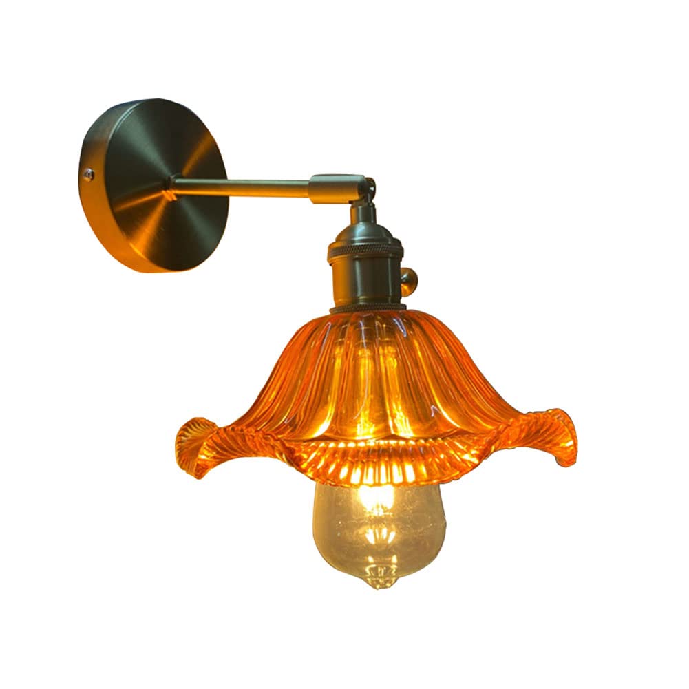 HPTHLY Wall Sconces Glass Lamp Shades Morden Brass Wall Lamps With Switch Adjustable Arm Wall Light Fixtures For Living Room, Bedroom, Hallway, Kitchen, E27