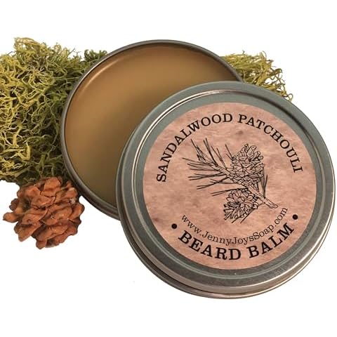 Made in USA Beard Balm for Men-Sandalwood & Patchouli Scent-Mustache Wax Conditioner and Moisturizer-Rich Nutrients Beeswax, Jojoba, Coconut Oil & Pinon Pine Resin-Beard Wax for Men for Grooming 2 0Z Cover