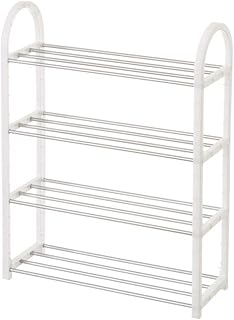 Lola Home Meuble à Chaussures à 4 étagères en Plastique Blanc Moderne pour Chambre Basic, 50 x 19 x 65 cm