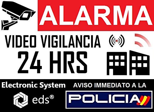 Egero - Pegatinas disuasorias x8 Antirrobo para Casa, Edificio, Comercio, Garaje. Pegatinas de videovigilancia de Calidad Profesional (Gran Policia)