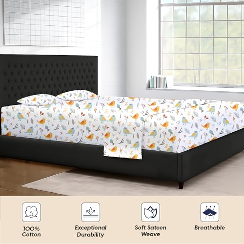 Image of SGI bedding 84 inch W x 84 inch L 4Pc Emperor /Wyoming King Sheet Set 100% Egyptian Cotton - 600 Thread Count, Fits 15 inch Deep Pocket - Soft Breathable Oversized Sheets, for Extra Large Beds - Spring Bird