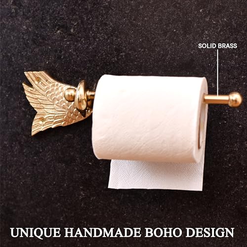 Indian Shelf BTPH-14 Indianshelf Swan Brass Toilet Paper Holder - Gold Toilet Paper Holders- Vintage Kitchen Paper Holder - Bathroom Tissue Roll Holder thumb #1