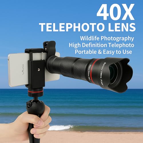 Image of 40X Zoom Telephoto Lens Kit for Smartphones, HD Camera Lens with Tripod, iPhone Samsung Compatible