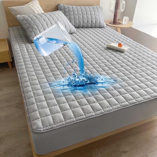 Sábana bajera ajustable y funda protectora de colchón de ajuste profundo, 180 x 220 cm, suave y perfecta para camas individuales/dobles, funda impermeable para una máxima protección