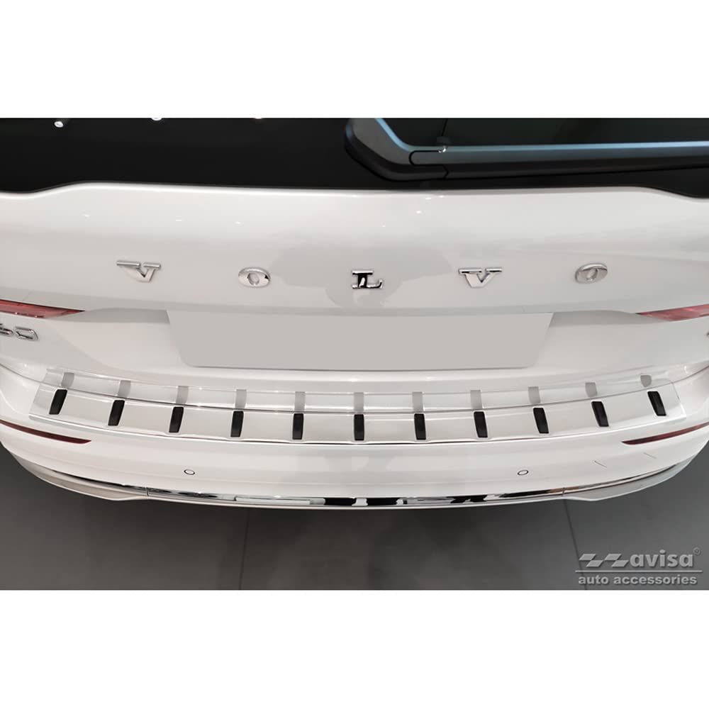 Avisa Stainless Steel Rear bumper protector compatible with Volvo XC60 II 2017-2021 & Facelift 2021- (incl. R-Design) 'STRONG EDITION'