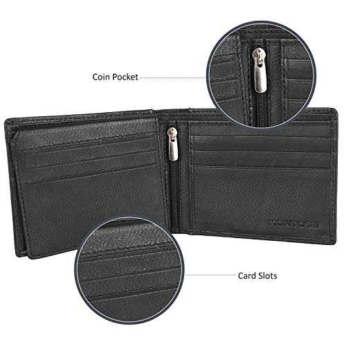 Luxe Leather Wallet, Men Bifold wallet, 100% Cowhide Full Grain Leather Wallet, RFID Blocking Original Leather Black Wallet, Billfold, Bill Sleeves3