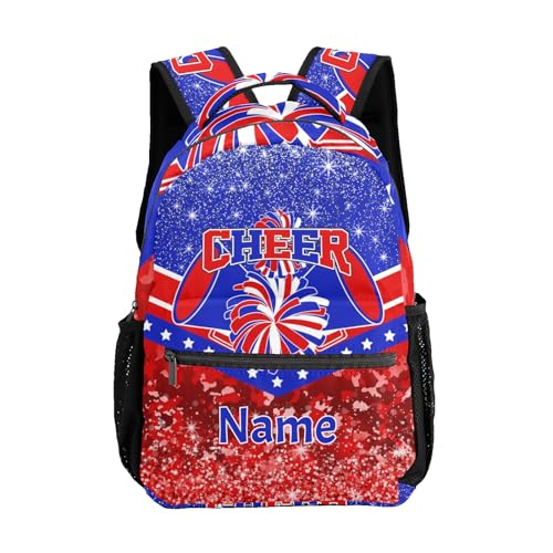 Cheer Red Blue Cheerleader School Backpack Waterproof Shoulder Bag for Sport Training Competition Gift