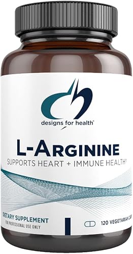 Designs for Health L-Arginina 750mg - Suplemento vegetariano de aminoácidos + precursor de óxido nítrico - Promueve la salud cardíaca + inmune (120