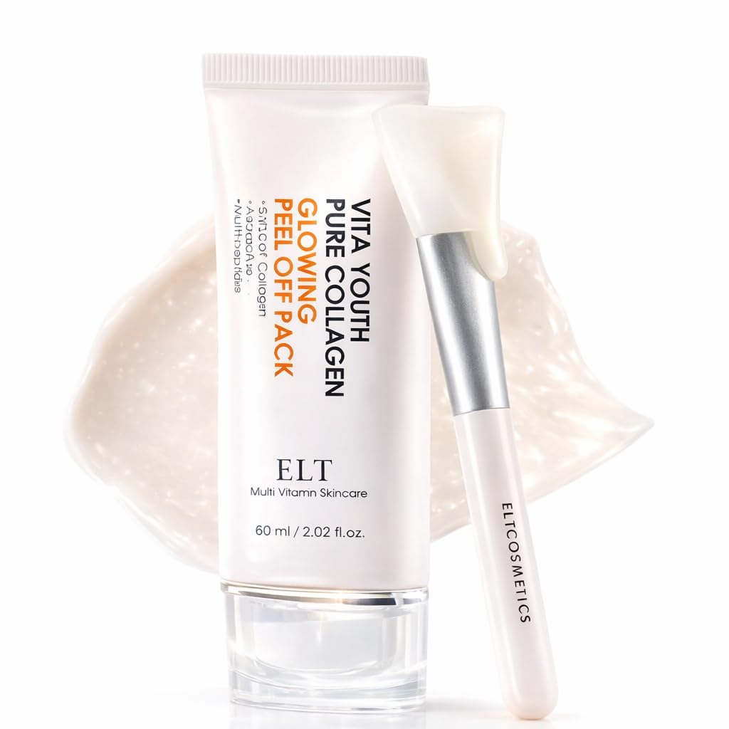 Collagen Peel Off Facial Mask Pack - Hydrating & Firming Wrapping face Mask with 5 Types of Collagen, 8 Peptides, Silicone Brush Korean Skincare (60 ml / 2.02 fl.oz)