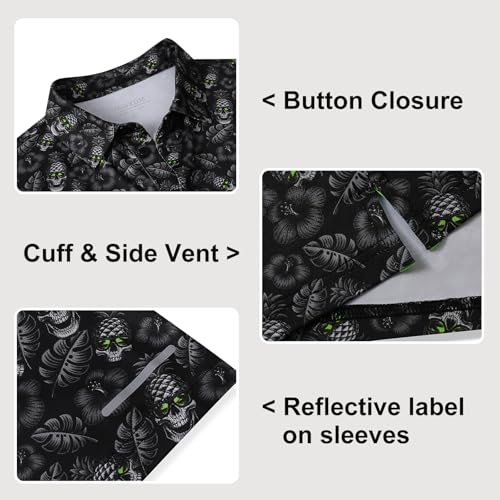 Image of Golf Shirts for Men - Dry Fit Moisture Wicking Short Sleeve Performance Sport Casual Striped Collared Mens Polo Shirt