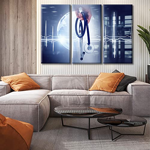 Image of TUMOVO Modern Medicine Concept Poster Wall Art for Living Room 3 Piece Clinical Laboratory Wall Art Modern Artwork Canvas Wall Art Posters and Prints Framed Ready to Hang, 60 inch Wx40 H