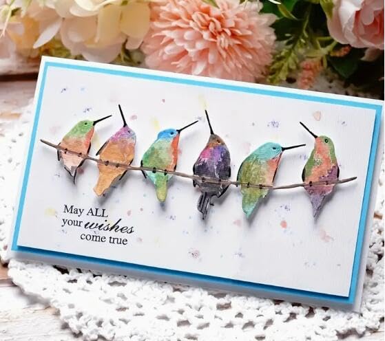 Row of Singing Hummingbirds Metal Die Cuts for Card Making,Spring Bird Card Cutting Dies Cut Stencils DIY Scrapbooking Album Decorative Embossing Paper Card Embossing Craft - Image 4