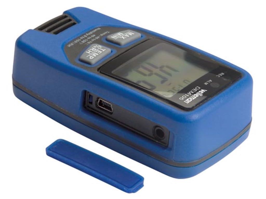 Velleman Datalogger, misura temperatura e umidità, USB, display LCD, allarme forte, batteria a lunga durata
