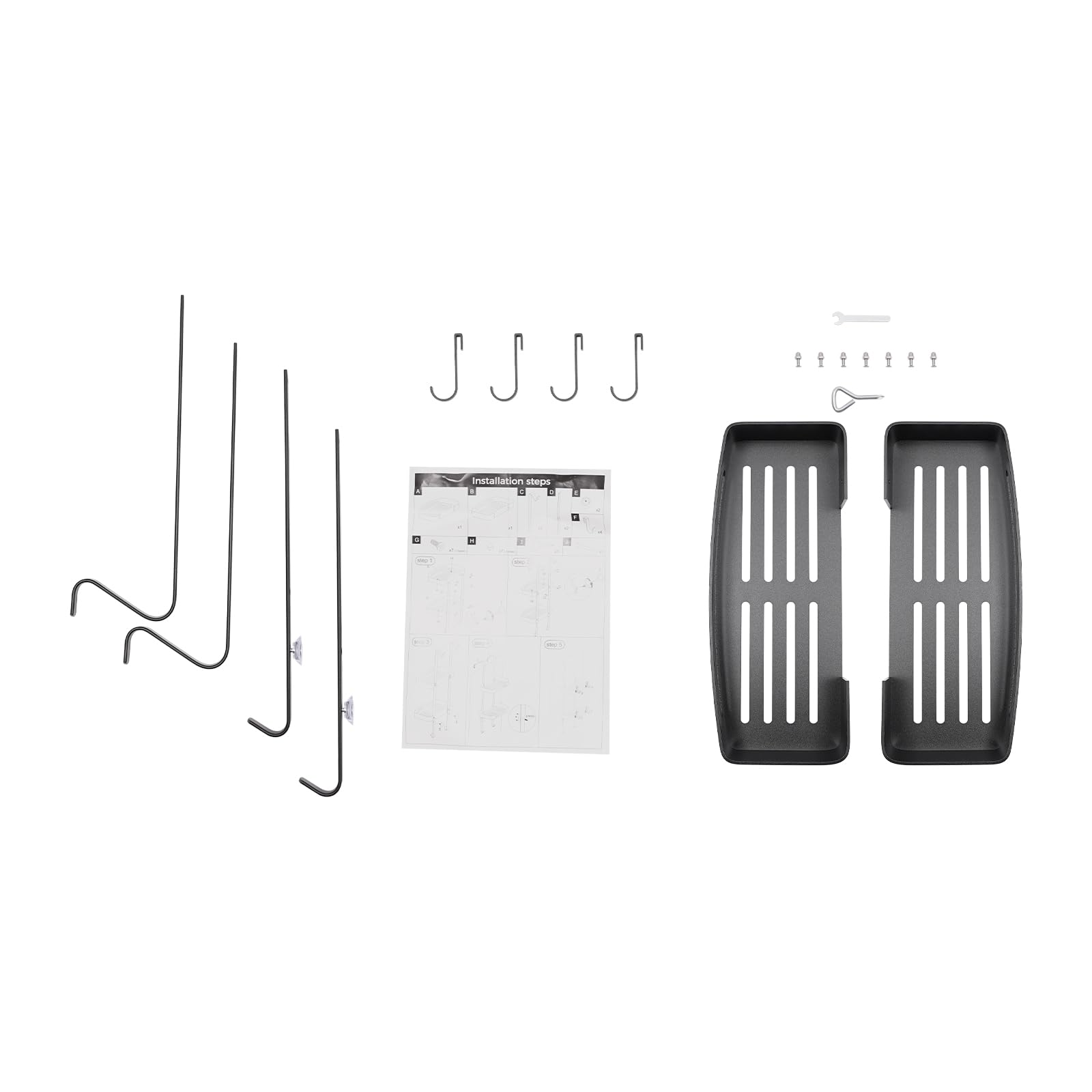 Estante de ducha para colgar de 2 niveles, estante de ducha para baño, champú, cesta de ducha, estante para colgar con 4 ganchos móviles, 32,5 x 12,5 x 73 cm, color negro