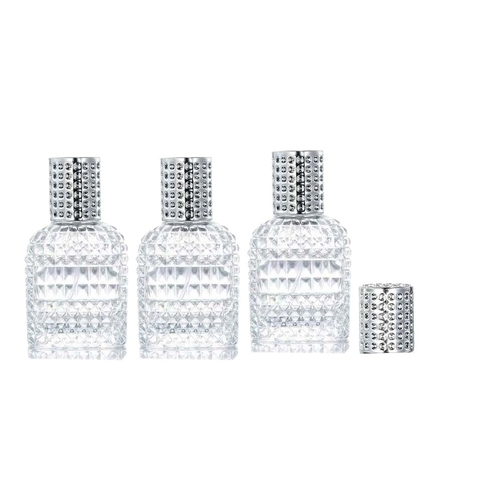 Butelka na perfumy 30 ml, 50 ml, z przezroczystego szkła, rozpylacz do rozpylania, butelka z rozpylaczem Empty (109-srebrna, 50 ml x 3)
