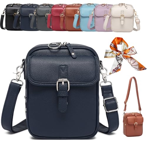 Collaboraten1 Crossbody Leather Bags for Women Anti-Theft Vintage Cross Body Shoulder Purse with Card Slots