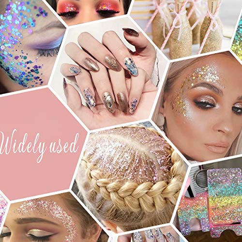 12 Color Chunky Nail Glitter Body Glitter Makeup Glitter for Face Body Eye Hair Crafts Cosmetic Sequins - Thumbnail 7