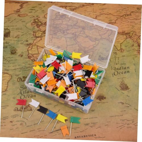 Karte Flagge Stecknadeln,100 Stück Markierfähnchen Pinnadeln, Markierungs-Fahnen,Tannennadeln Bunt Markierfähnchen Pinnnadeln für Pinnwand, Bulletin und Landkarten