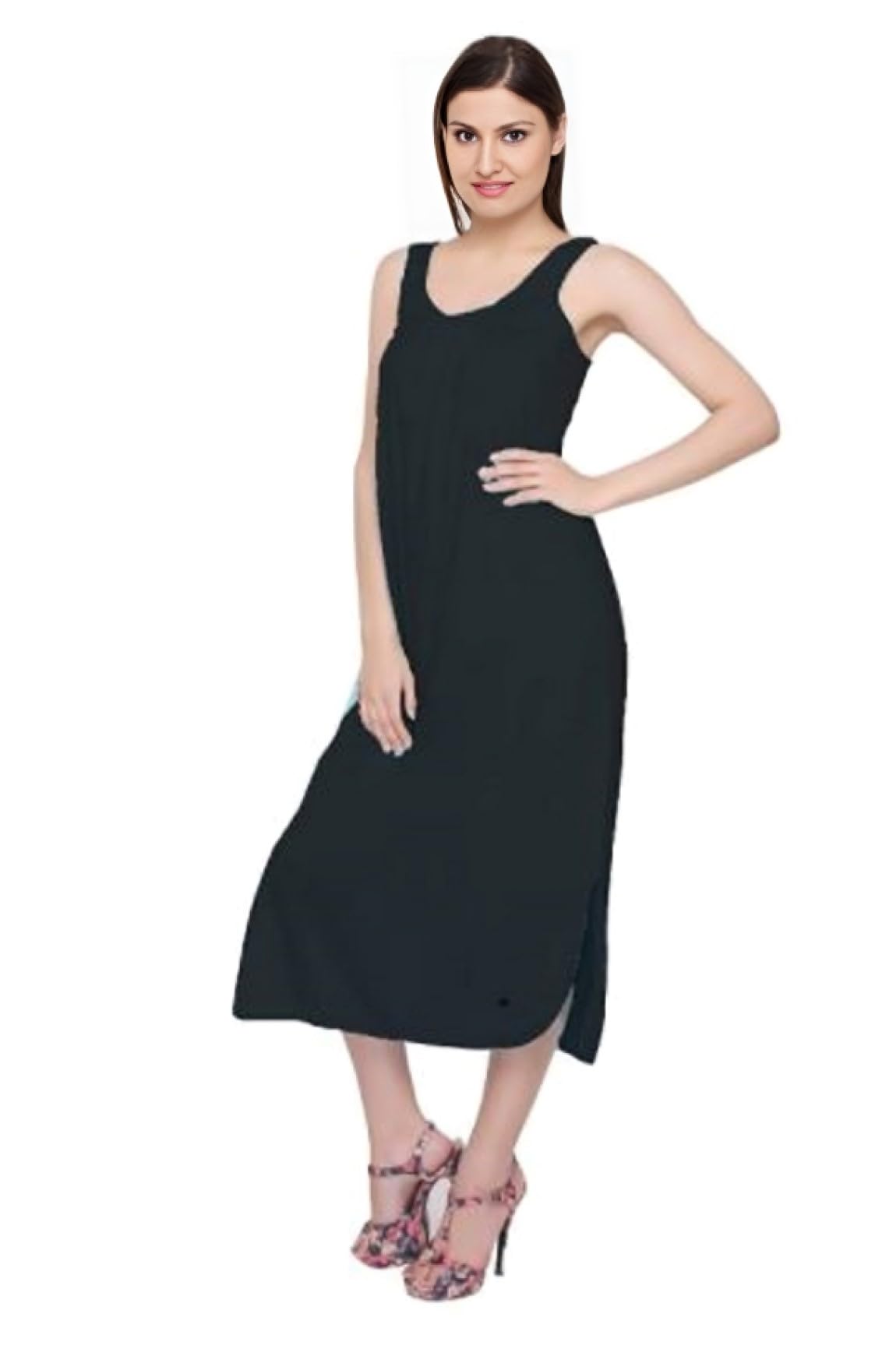 Womens Hosiery Cotton Full Length Camisole, Long Inner wear Petticoat-Nighty Slip Suits for Kurti and Suit etc-Black-image-46