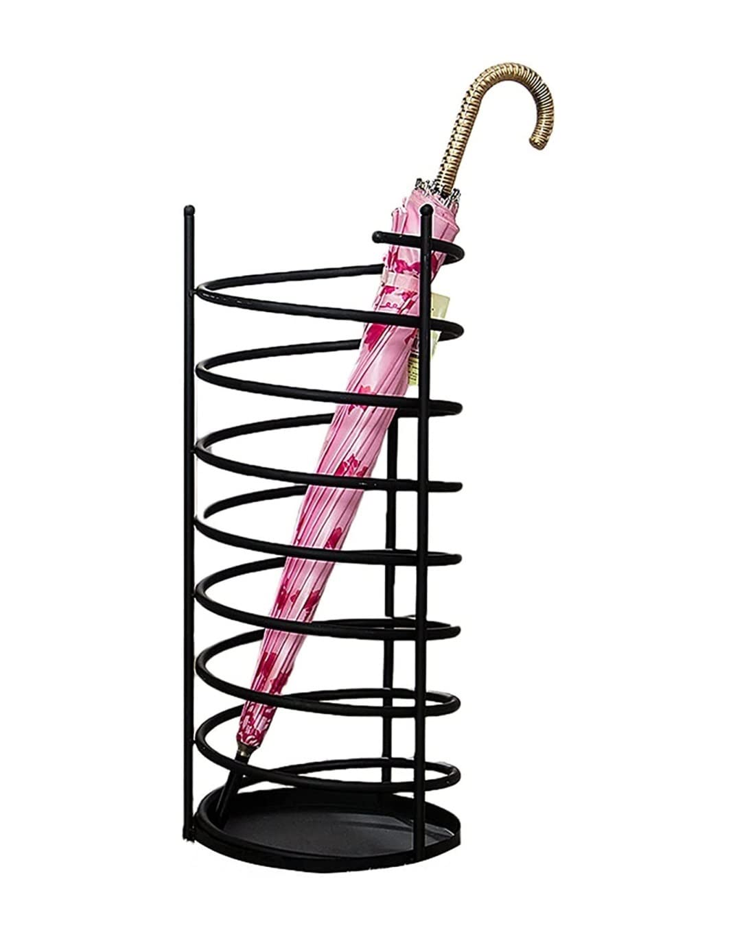 HYLYGFH Space-Saving Black Metal Umbrella Holder Stand - Round Indoor nizer for Umbrellas & Canes, Stylish Spiral Design for Entryway & Corridor, Durable Umbrella Rack