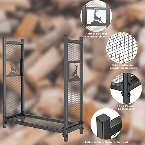 Mr IRONSTONE 3 ft Firewood Rack, Outdoor Wood Rack for Firewood Storage