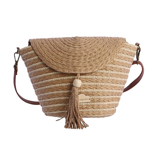 DON ALGODON - Bolso mujer - bolso playa - bolso bandolera mujer - capazo playa - bolso rafia con cremallera - bolso de paja - bolso trenzado mujer - Lilian