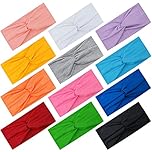 FEQO 12 Pieces Headbands for Women Elastic Wide Headbands Non Slip Twisted Head Wrap Yoga Workout Running Sport Sweat Hair Bands Colourful Hair Accessories for Girls Women