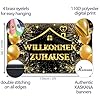 Welcome Home Banner 150 x 90 cm - Welcome Garland - Welcome Back Decoration - Vibrant Digital Print - 110 Denier Polyester - Double Stitching (Black & Gold) #1