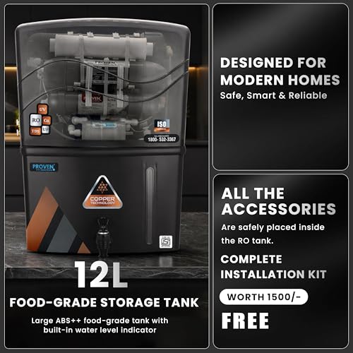 Image of Proven Aqua RO Water Purifier for Home 12L Storage | 12 Stage Purification TDS Adjuster, RO+UV+COPPER+ZINC. Advance MTDS and HTDS Membrane, Suitable for all type water with 1 Year Warranty.