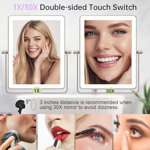 Espejo de maquillaje recargable FASCINATE 8.7 pulgadas con luces miniatura 4