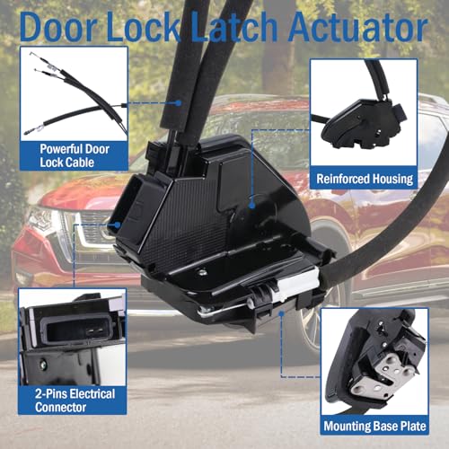 Image of Rear Left Driver Side Door Lock Actuator 82501-4BA0A Compatible with Nissan Rogue Sport Utility 2014 2015 2016 2017 2018 2019, Door Latch Replaces 82501-4BA0B