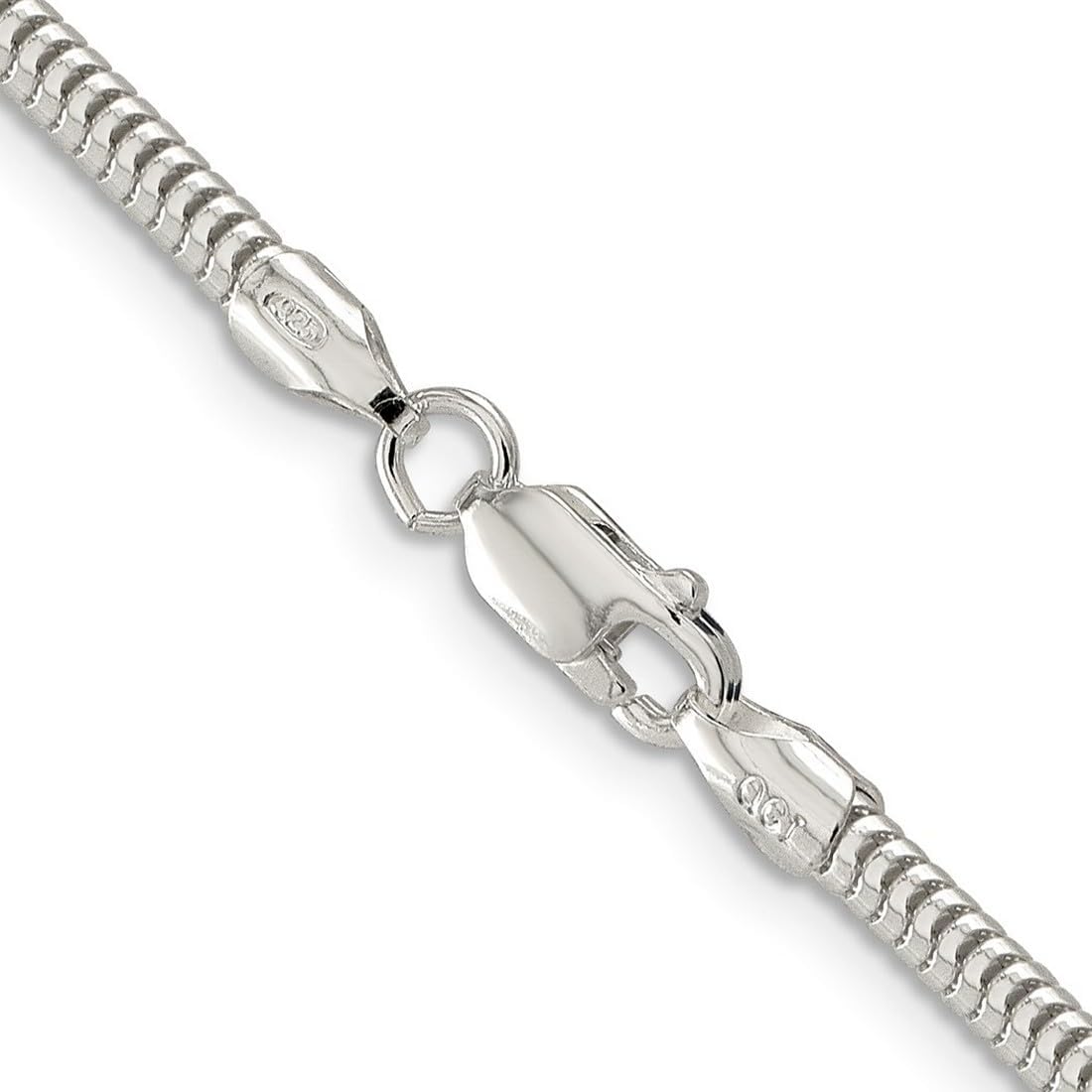 JewelryWeb 925 Sterling Silver Polished Snake Chain Bracelet 3mm Lobster Claw Snake Charm Bracelet for Women and Men