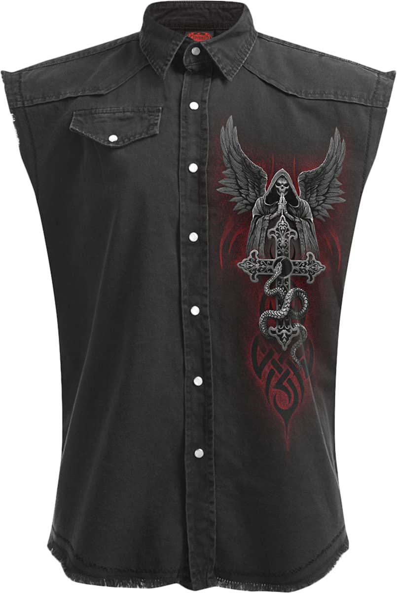 Spiral - The Dead - Sleeveless Stone Washed Worker Black - L