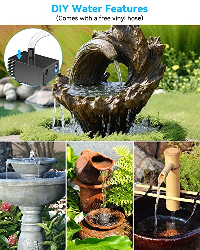 Image of POPOSOAP Solar Fountain Pump, 6W Outdoor Solar Water Fountain Pump for Bird Bath with 4ft Tubing & 5 Nozzles, DIY Solar Powered Water Pump for Garden, Ponds, Pool and Fish Tank