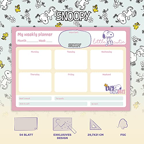 Erik BPSA40025 - Snoopy A4 bureaublad met dagelijkse, wekelijkse en maandelijkse kalender - Image 3