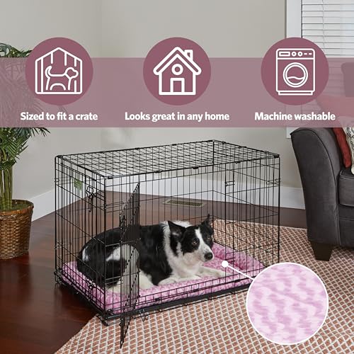 MidWest Homes for Pets - QuietTime Fashion XXS-Hundebett - Kunstfell-Randpolster in Rosa, ultraweich und maschinenwaschbar, für 46 cm große Käfige und Boxen, für kleine Hunde und Katzen