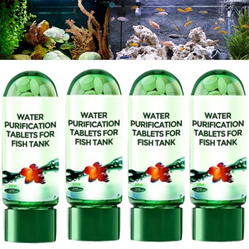 Potente Pastilla purificadora de Agua para acuarios, Pastillas purificadoras de Agua para peceras, eliminador portátil para acuarios, Elimina Todo Tipo de turbidez del Agua de la pecera (4PCS)