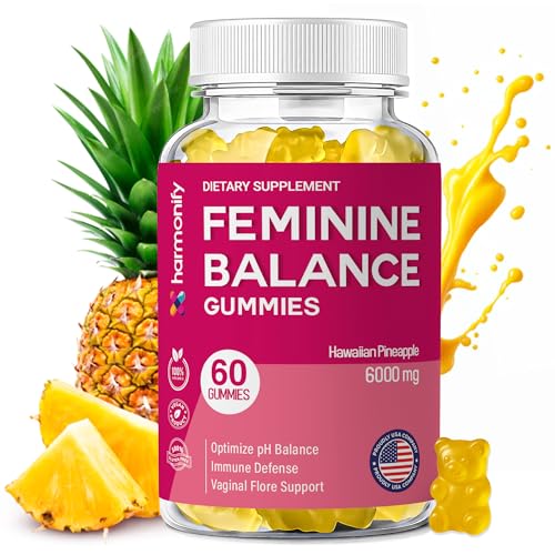 Pineapple Feminine Gummies Probiotics for Women pH & Vaginal Probiotics Supplement Vegan Gluten-Free Womens Probiotic 60 Gummies
