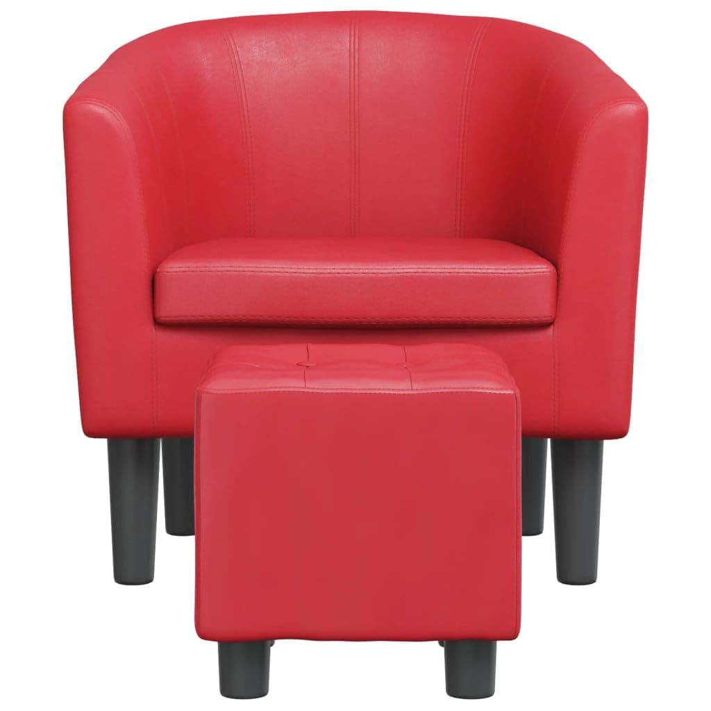 Solivagant Fauteuil avec Repose-Pied Rouge Similicuir,(13.4 KG)