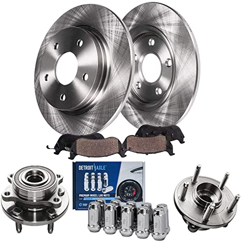 Image of Detroit Axle - REAR Brake Kit for 09-19 Ford Flex 10-19 Taurus 11-12 Edge Lincoln MKX 09-12 MKS, Disc Brake Rotors Ceramic Brakes Pads Replacement Wheel Bearing Hubs Lug Nuts: 12.99 inch in